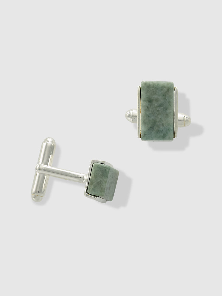 Silver Crest Jadeite Cufflinks